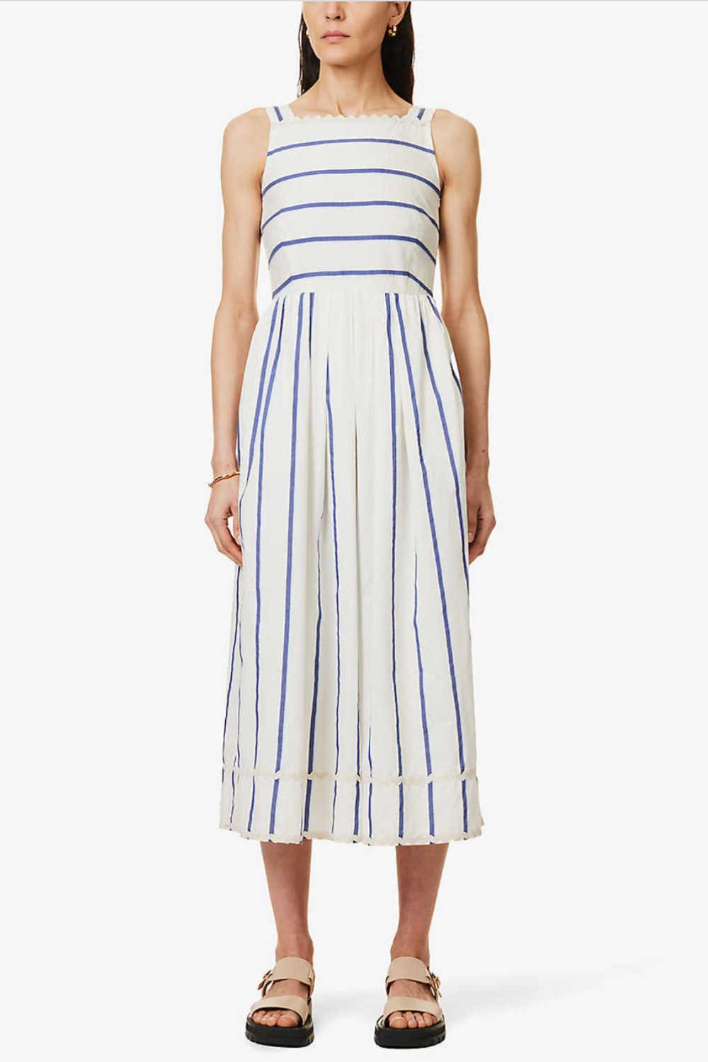 Weekend Max Mara Giano striped cotton and silk-blend midi dress