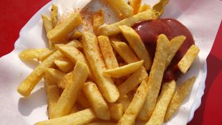 Fries and ketchup on a plate