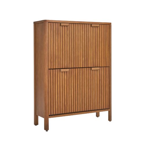 John Lewis Slatted Bamboo Shoe Cabinet, 2 Tier