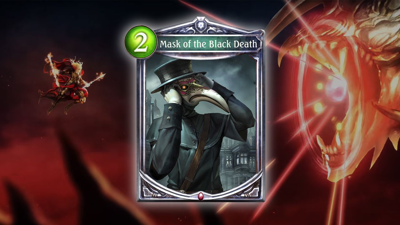 Mask of the Black Death (Bloodcraft), Ability text &mdash; Countdown (5) Whenever your leader takes damage, reduce the damage to 0 and subtract the same amount from this amulet's Countdown instead. (If there is more than 1 allied Mask of the Black Death in play, subtract this amount from the Countdown of each.)