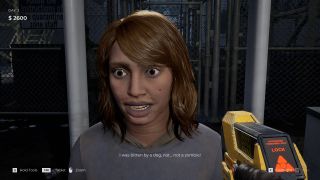 A woman saying she was bit by a dog