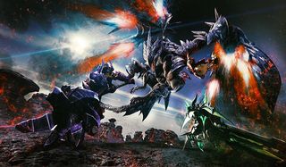 A dragon attacks in Monster Hunter XX