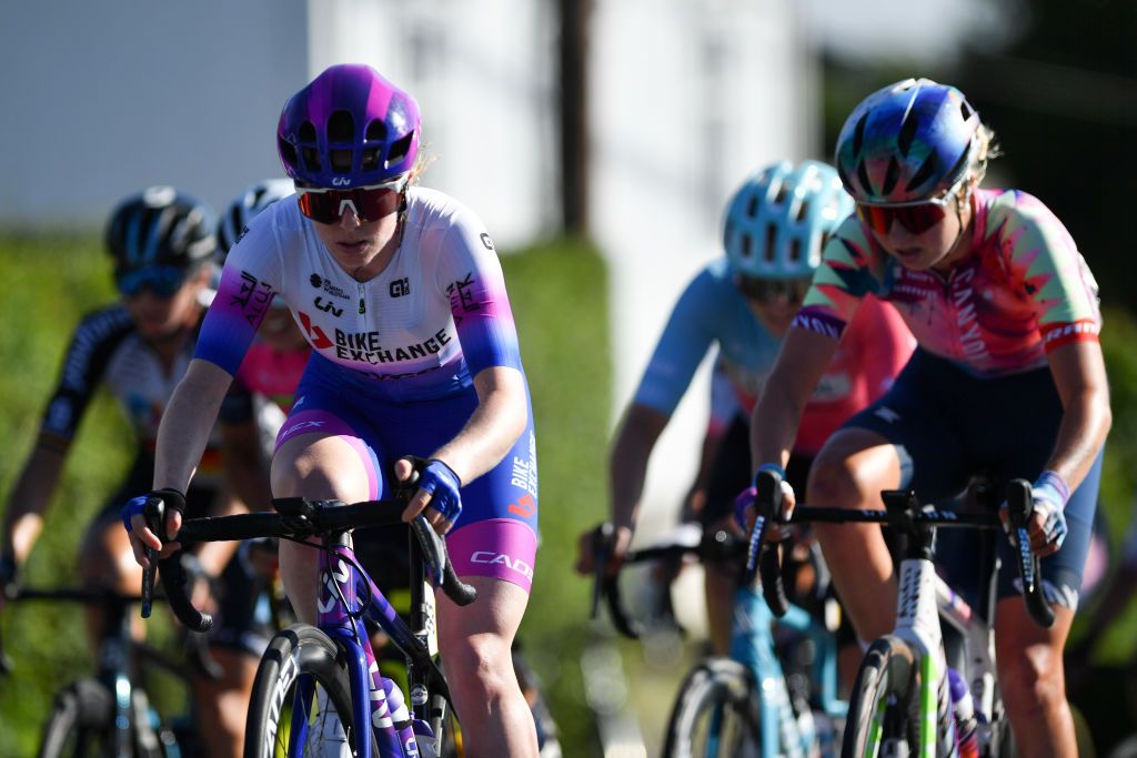 SARPSBORG NORWAY AUGUST 11 Alexandra Manly of Australia and Team BikeExchange Jayco competes during the 8th Tour of Scandinavia 2022 Battle Of The North Stage 3 a 1189km stage from Moss to Sarpsborg UCIWWT tourofscandinavia TOSC22 on August 11 2022 in Sarpsborg Norway Photo by Luc ClaessenGetty Images