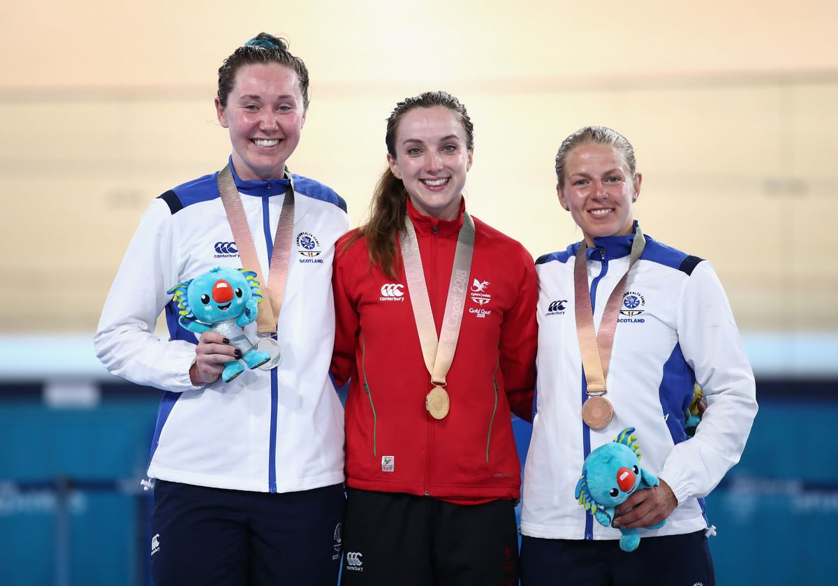 The women's points race podium