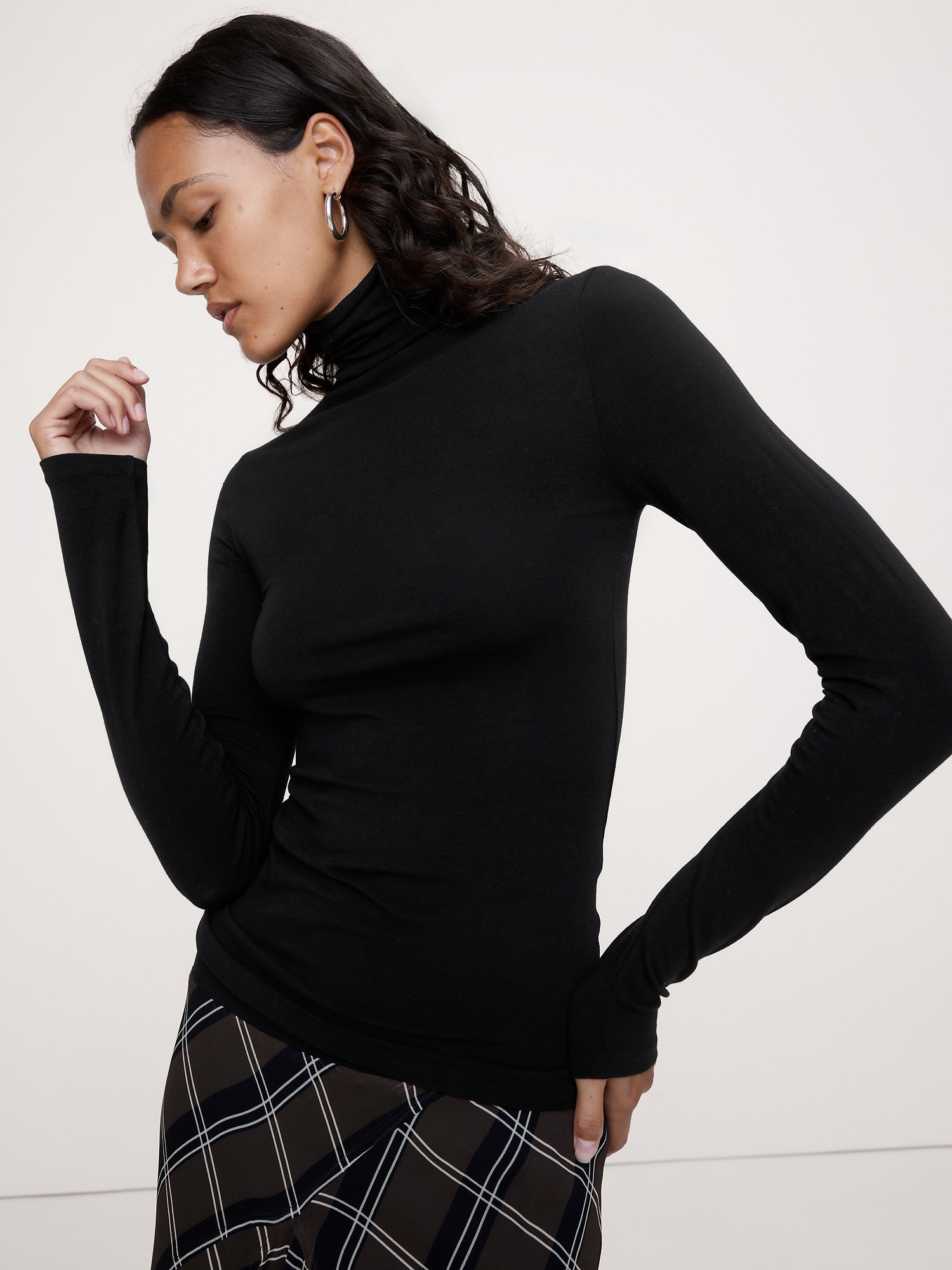 Luxe Wool-Blend Turtleneck T-Shirt