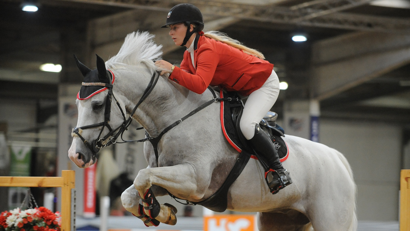 Charlie Dawson riding Landgee CH at Arena UK Major Showjumping Championships