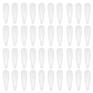 40 Counts White Color Metal Snap Hair Clips 2 Inch Barrettes for Women Accessories