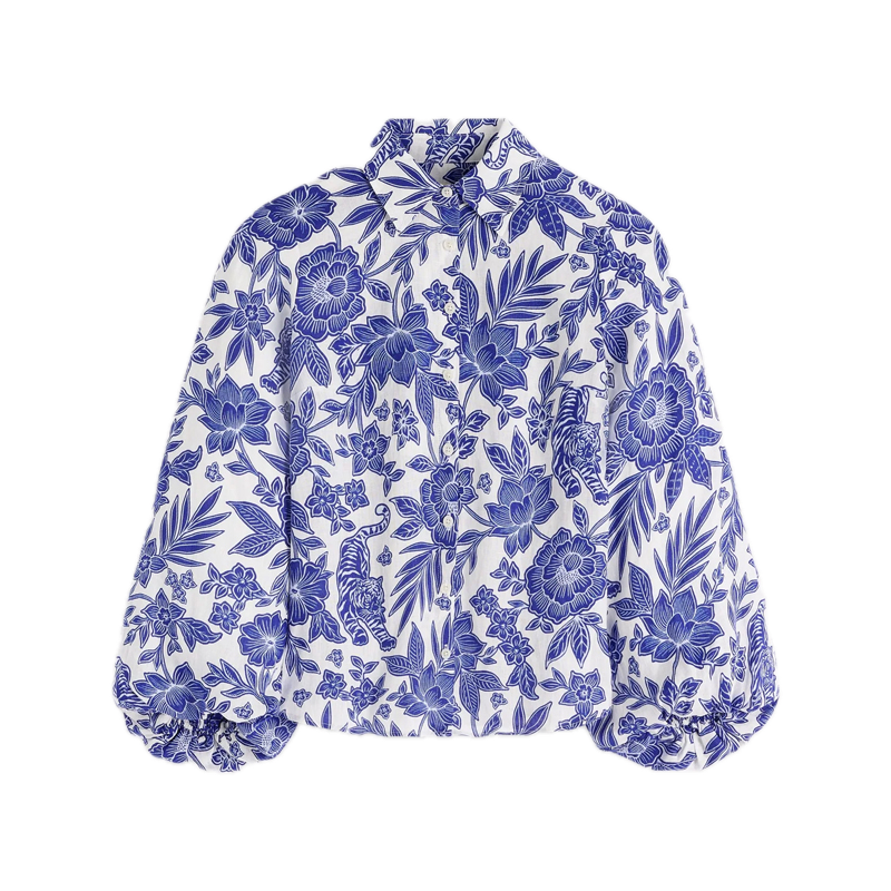 blue and white floral print blouse Boden