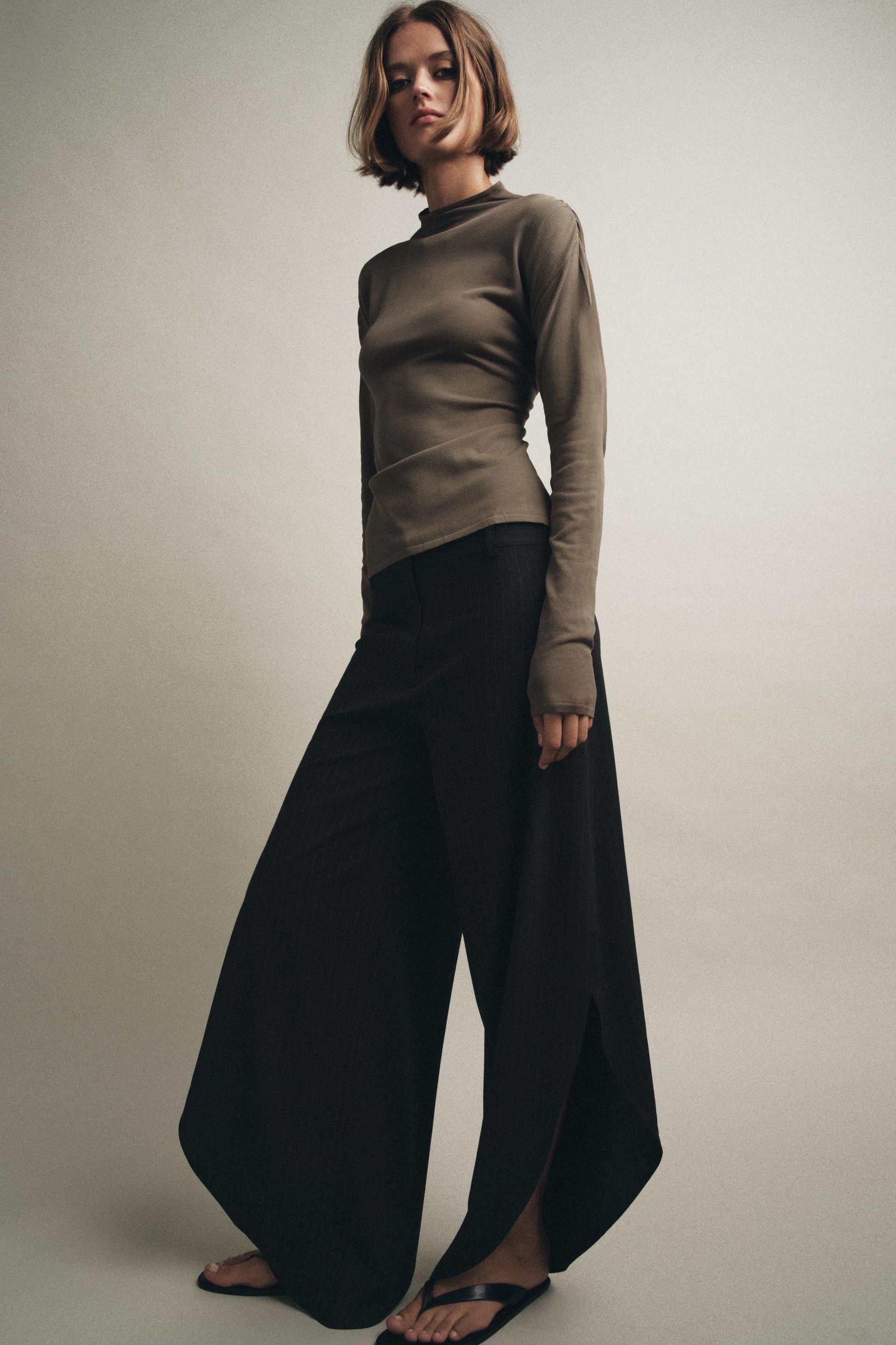 Pinstriped Trousers With Vents Zw Collection