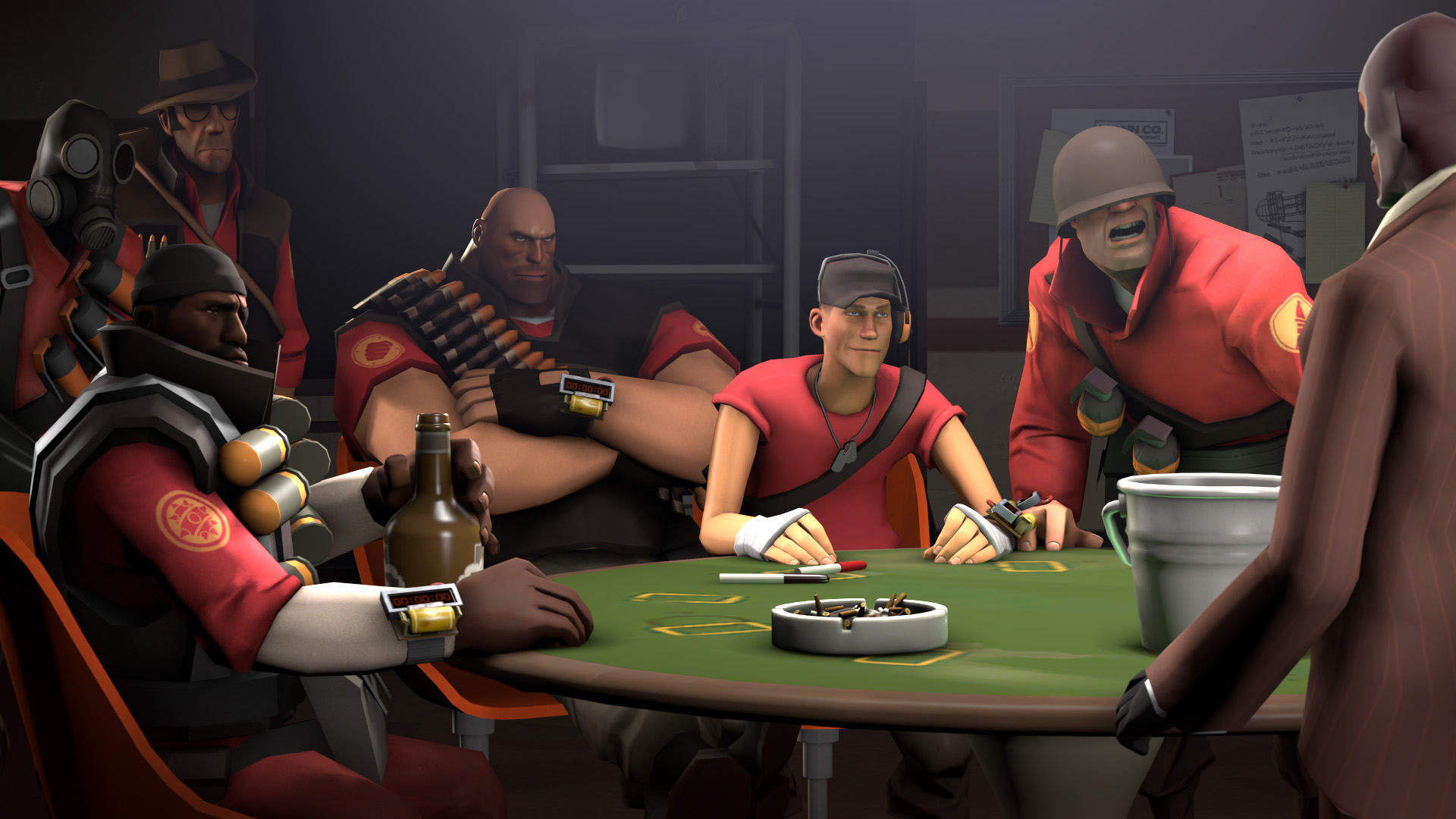 A screenshot of the popular Expiration Date cinematic made by Valve for Team Fortress 2.