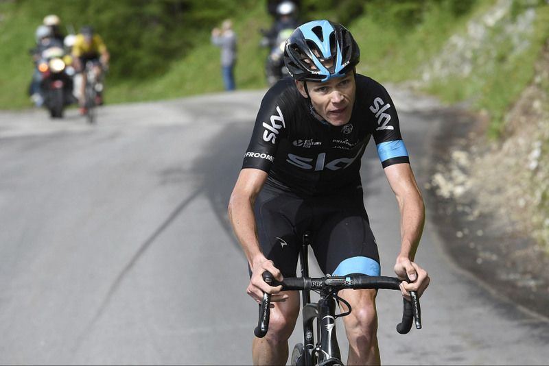 Chris Froome (Team Sky) with Tejay van Garderen (BMC) in the distance