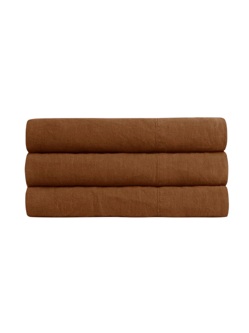 Linen Top Sheet in Tobacco
