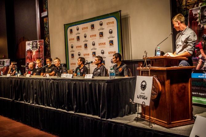 Today's rider line-up for the press conference.