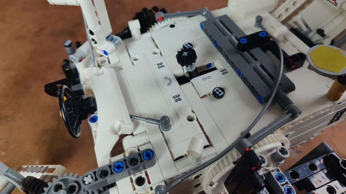 Close up photo of the Lego NASA Mars Rover Perseverance.