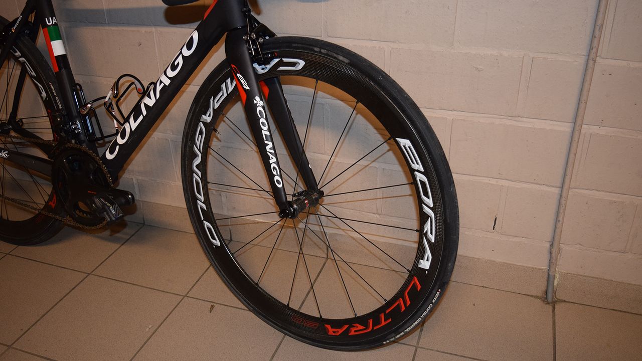 Aerodynamic Campagnolo Bora Ultra 50 wheels were used during Kuurne-Brussel-Kuurne
