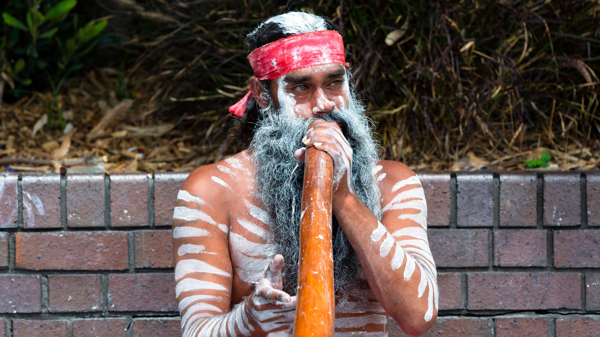 man playing The didgeridoo