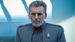 Oded Fehr as Admiral Vance in Star Trek: Discovery looking puzzled