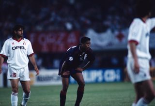 Patrick Kluivert (centre) in action for Ajax against AC Milan in the 1995 Champions League final.