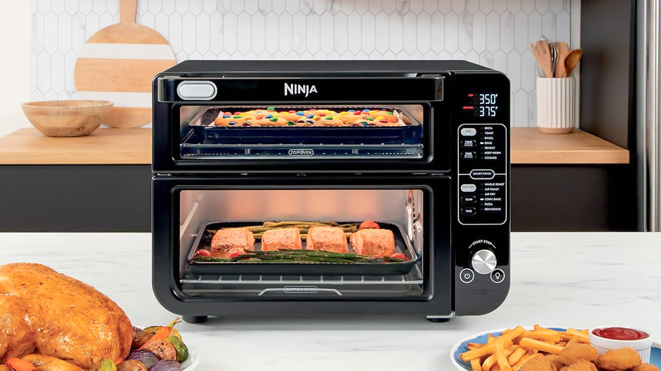 Ninja 12-in-1 Double Oven with FlexDoor DCT401 on counter