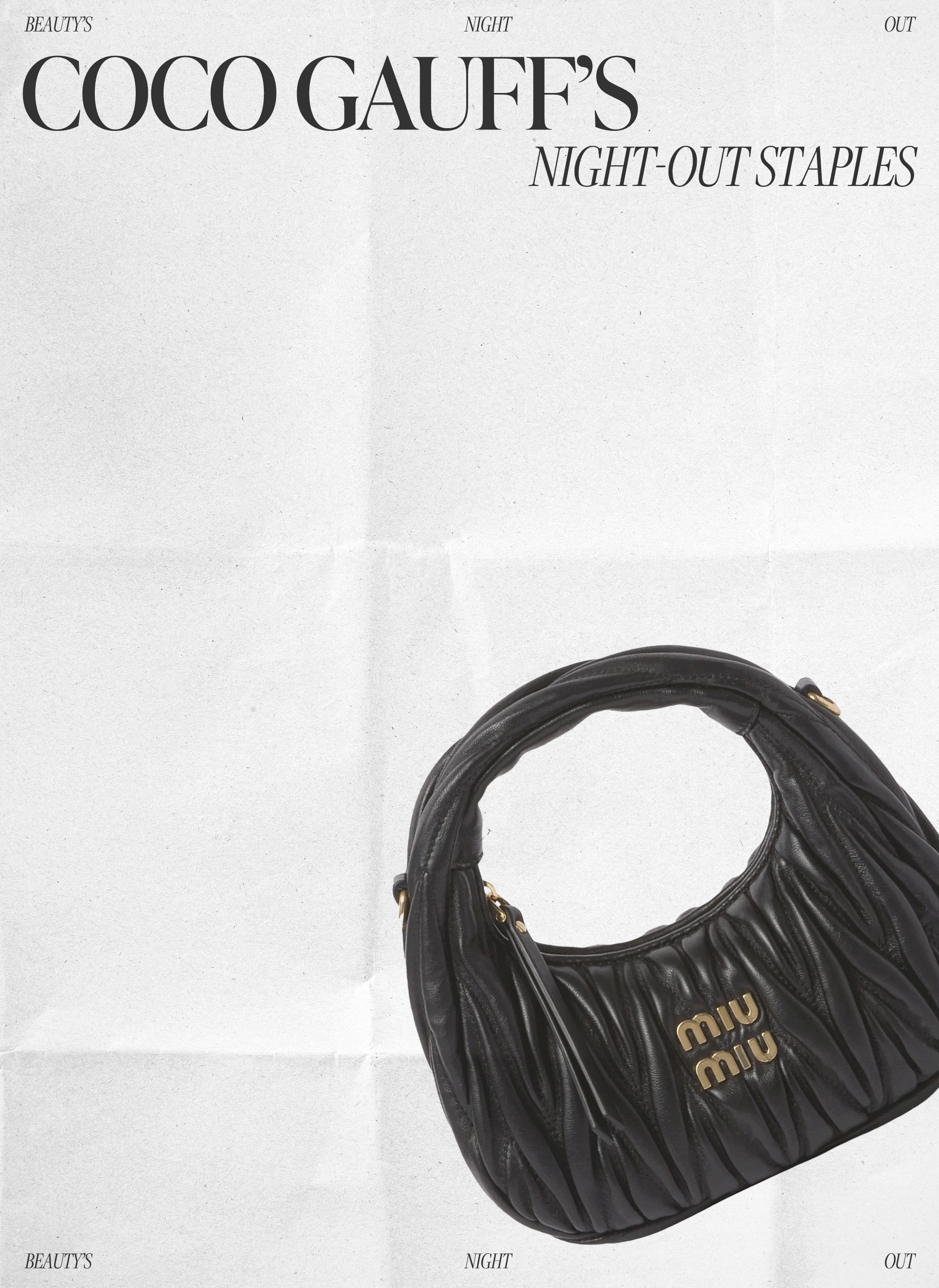 Gif collage of Coco Gauff's night-out beauty staples