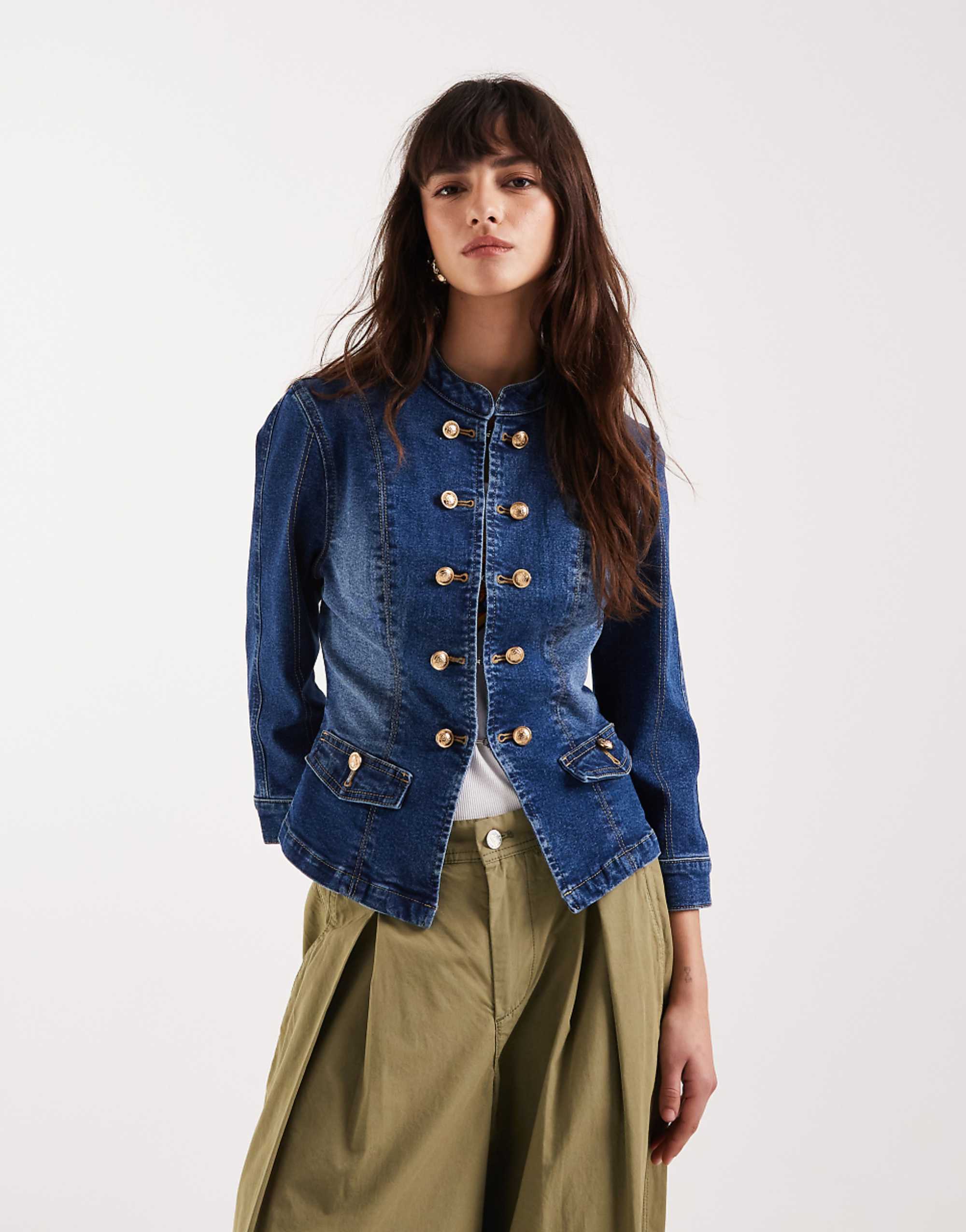 Asos Design Shrunken Drummer Style Jacket - Mblue