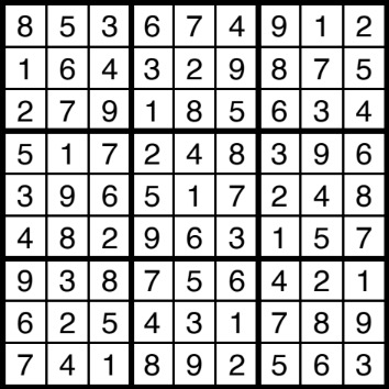 A solved sudoku.