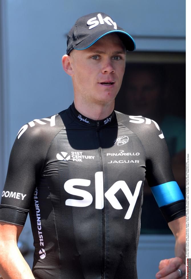 A rare sight, Chris Froome in standard Team Sky kit