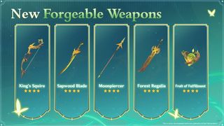 Genshin Impact 3.0 new forgeable weapons