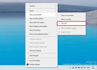 Disable news and interests on Windows 10