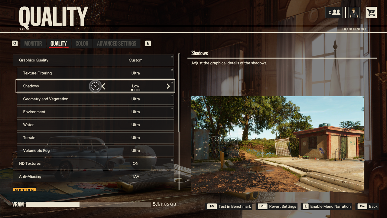 Far Cry 6 settings menu screenshots