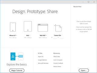 A handy tutorial walks you through the basics when you first open Adobe XD