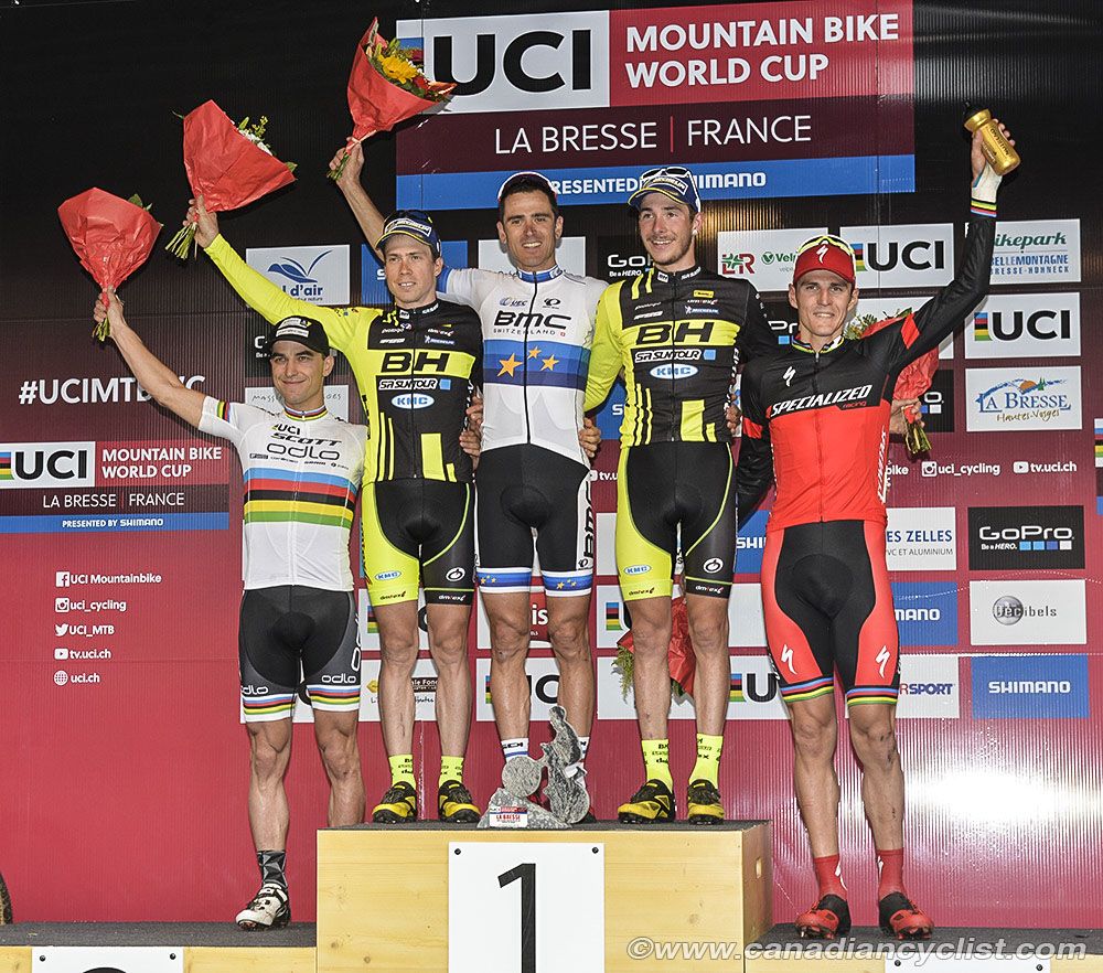 L to R: Nino Schurter, Maxime Marotte, Julien Absalon, Victor Koretzky, Jaroslav Kulhavy