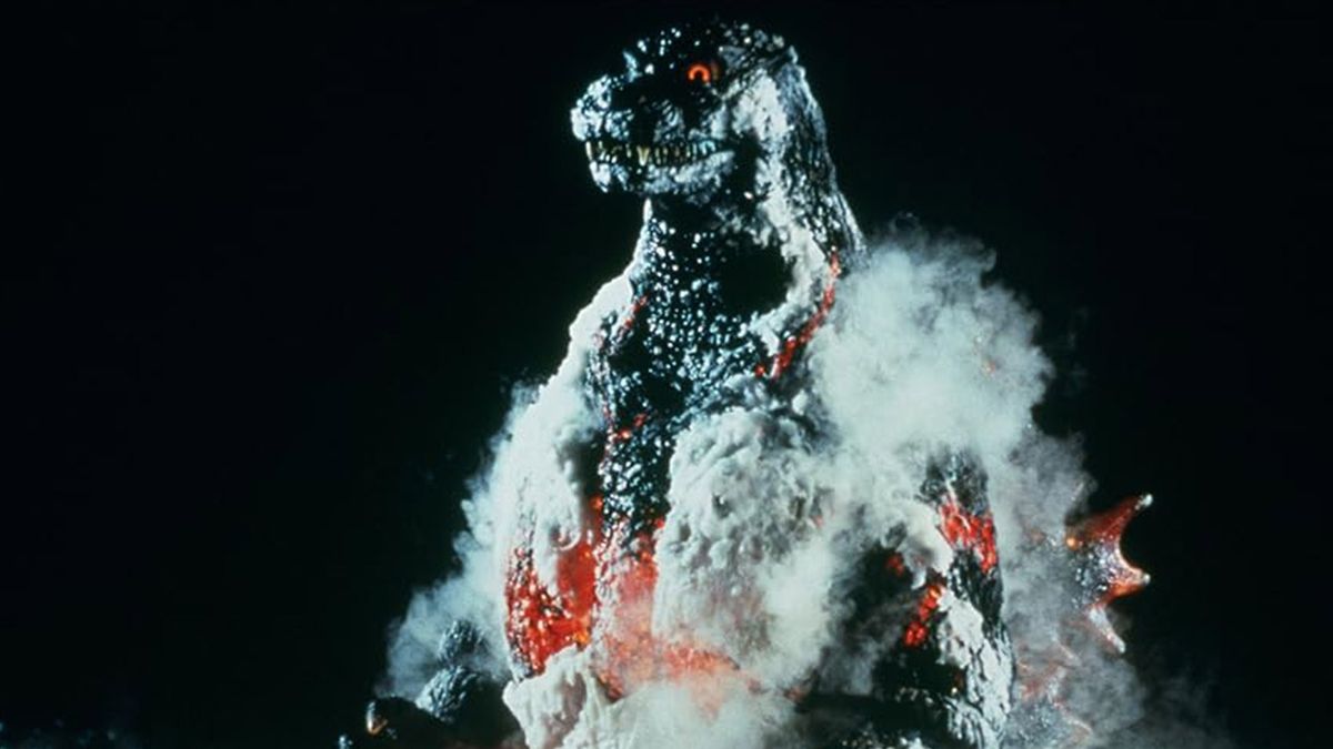 Godzilla covered in smoke in Godzilla Vs. Destoroyah.