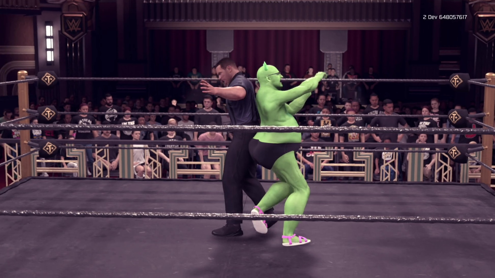 A screenshot of a two wrestlers in upcoming wrestling game WWE 2K26