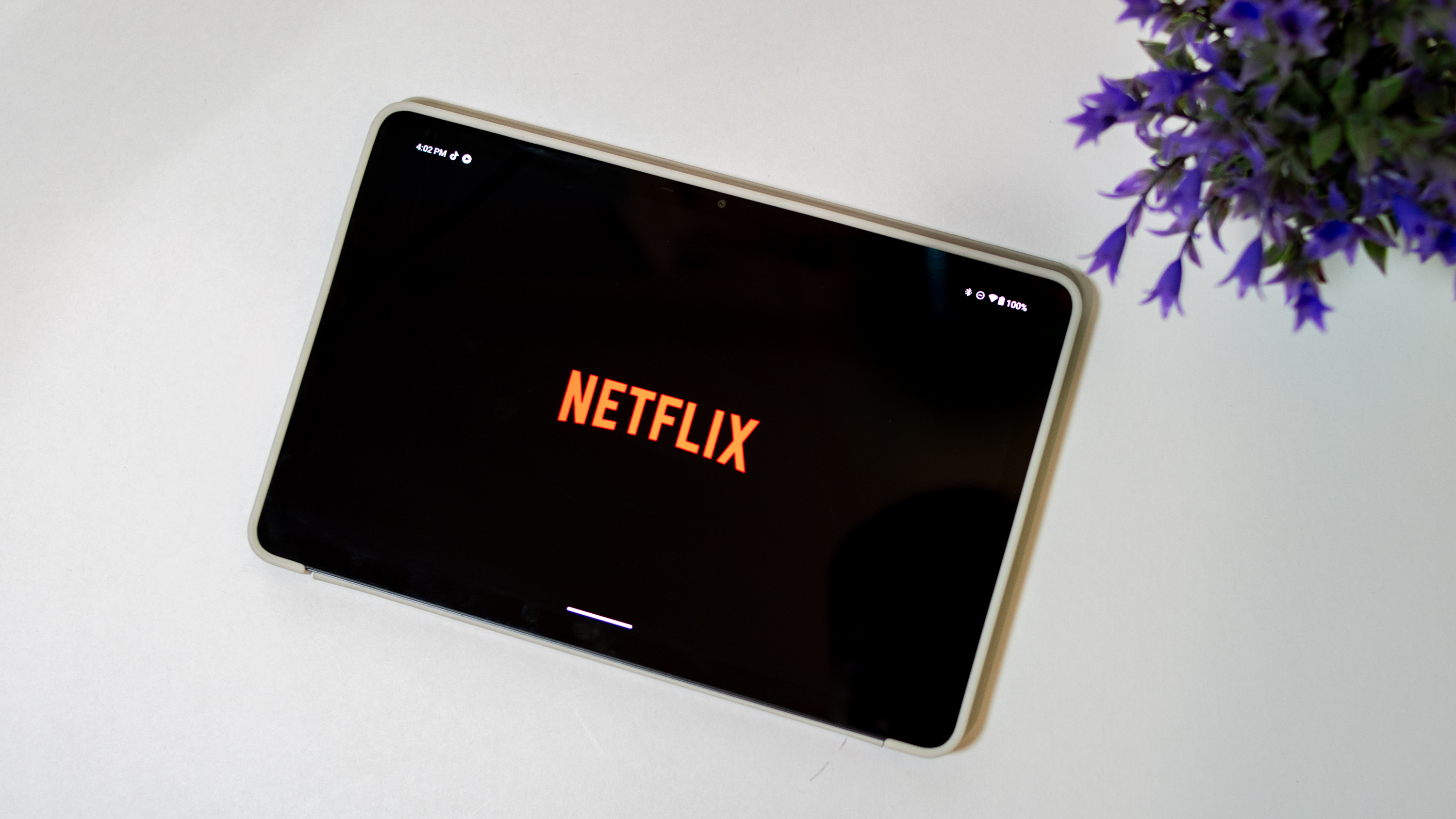 Netflix splash screen on tablet