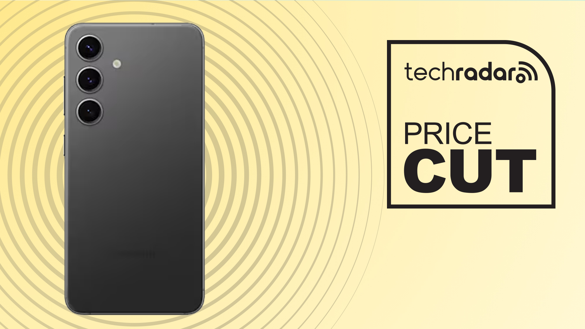 The Samsung Galaxy S24 on a yellow background
