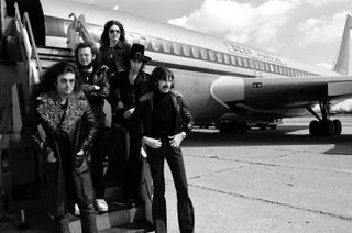 High flyers, Purple and their personal Starship jet, 1974