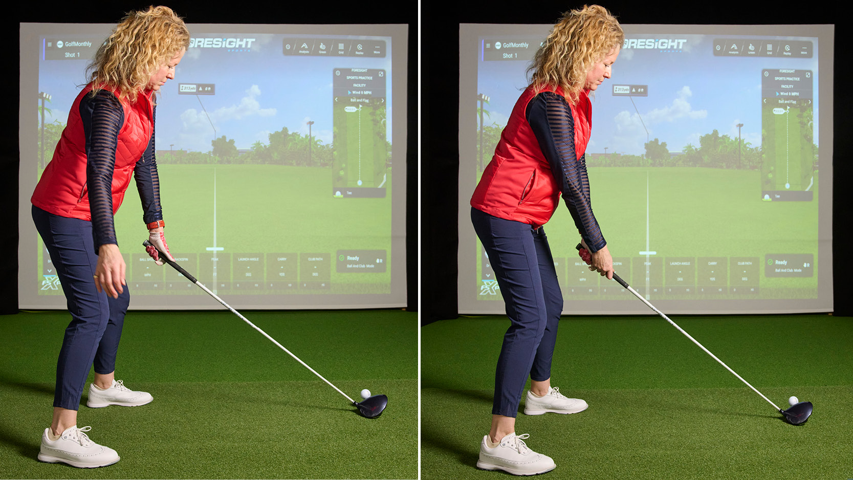 Katie Dawkins releasing tension when setting up with a driver