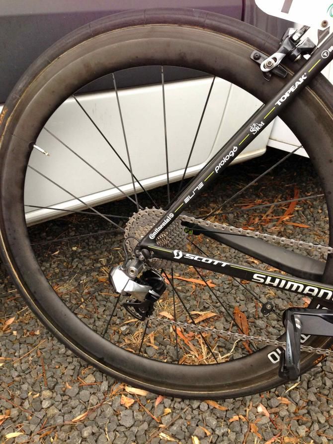 Shimano's pre-production 11-speed Dura-Ace Di2 groupset had been fitted to Gerran's Foil for a number of months