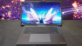 Lenovo's Project Swan concept laptop fully extended at IFA 2026