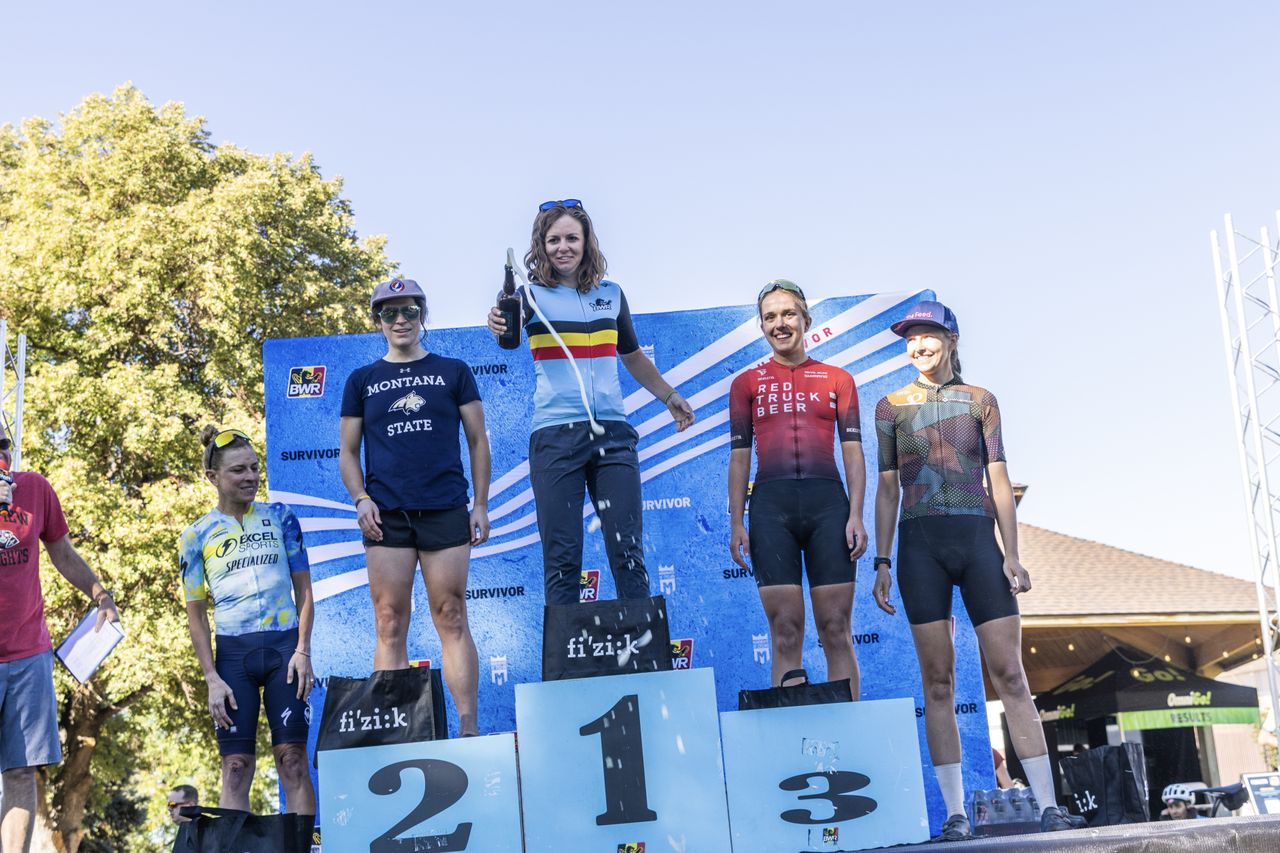 Whitney Allison stands on top step of the women's Waffle podium in 2022