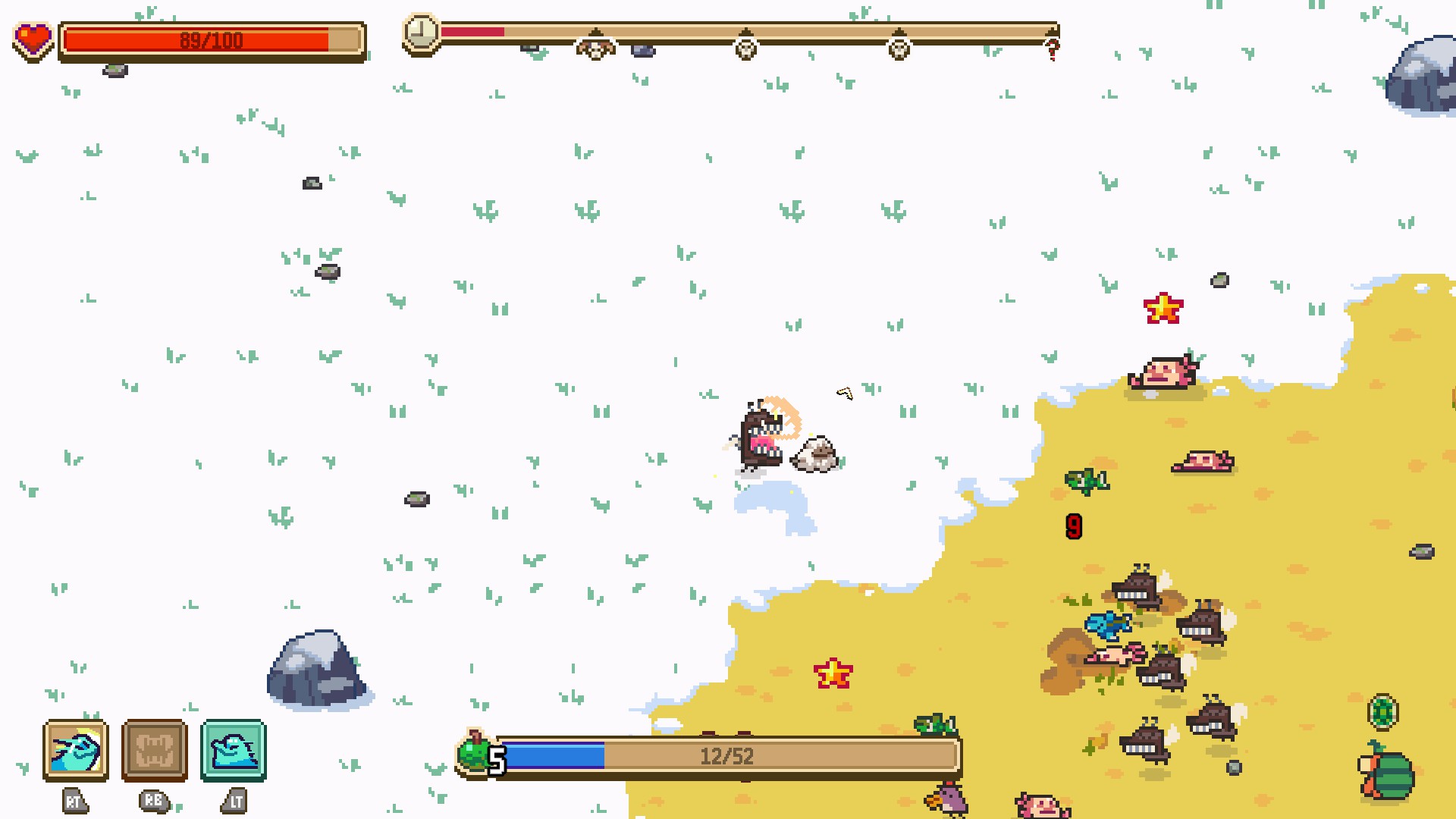 Crossing from a snowy region into desert in Everything is Crab.