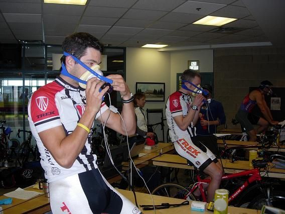 Adam Morka and Peter Glassford (both Team Trek Canada) undergo testing