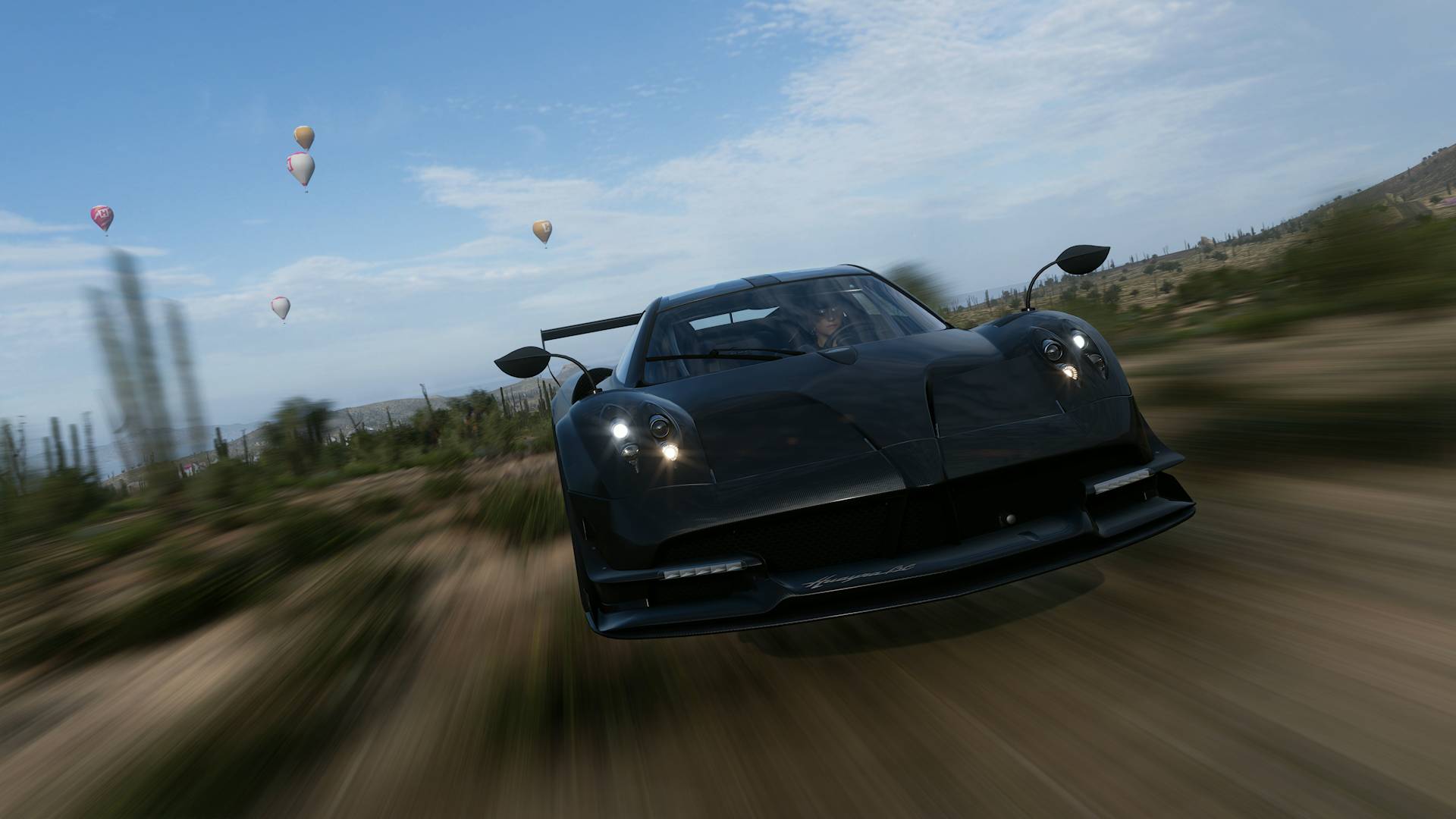 Forza Horizon 5 pagani huayra bc charging through mexican desert