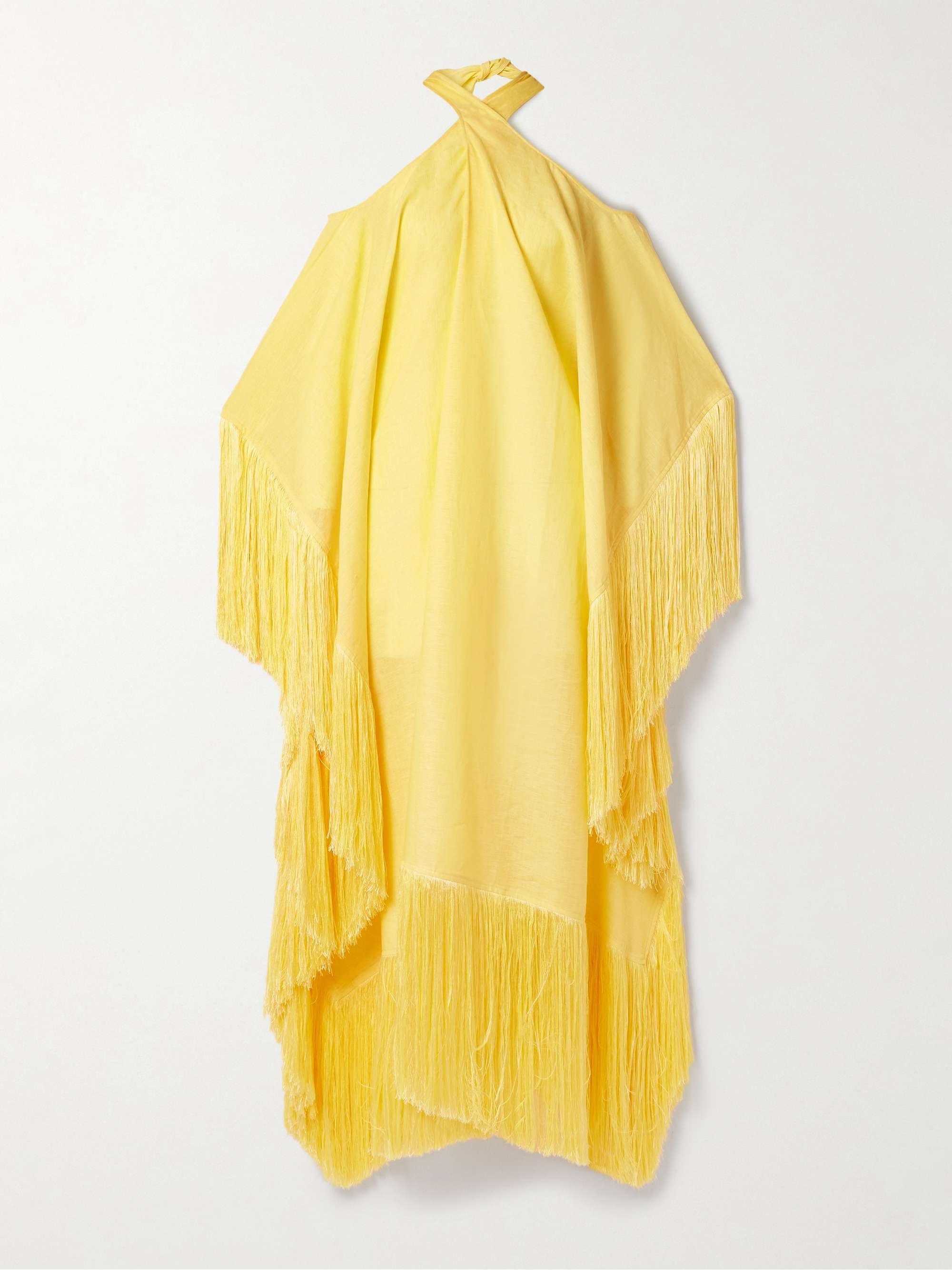 Bambolino Cold-Shoulder Fringed Linen Maxi Dress