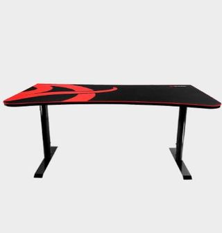 Arozzi Arena gaming desk with grey backdrop
