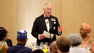 Prince Charles, Prince of Wales makes a speech at the Commonwealth Heads of Government Dinner