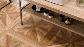 intricate patterned parquet flooring