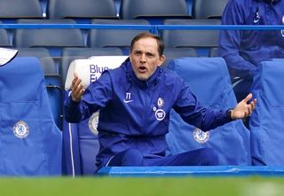 Chelsea manager Thomas Tuchel reacts during the Emirates FA Cup quarter final match at Stamford Bridge, London. Picture date: Sunday March 21, 2021