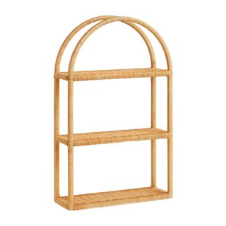 World Market Wrapped Rattan Arched 3 Tier Wall Shelf with rounded top